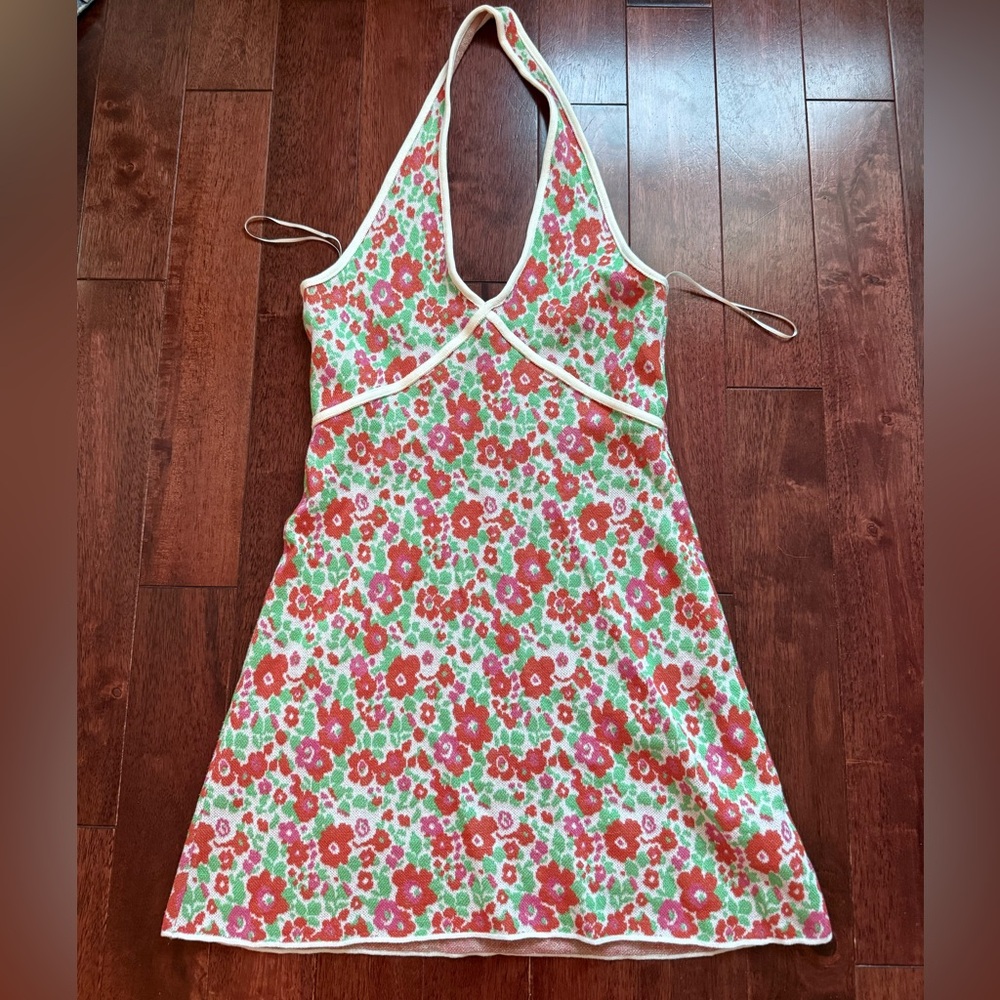 Zara floral halter neck dress